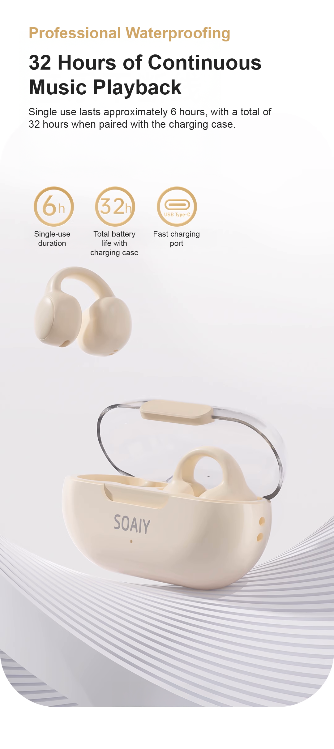 SOAIY GK9  Ear-Clip Style Open-Ear Bone Conduction Headphones