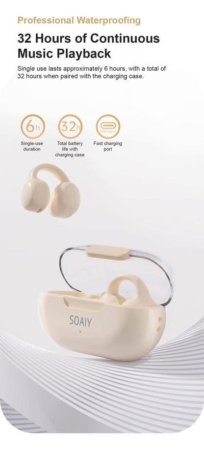 SOAIY GK9  Ear-Clip Style Open-Ear Bone Conduction Headphones