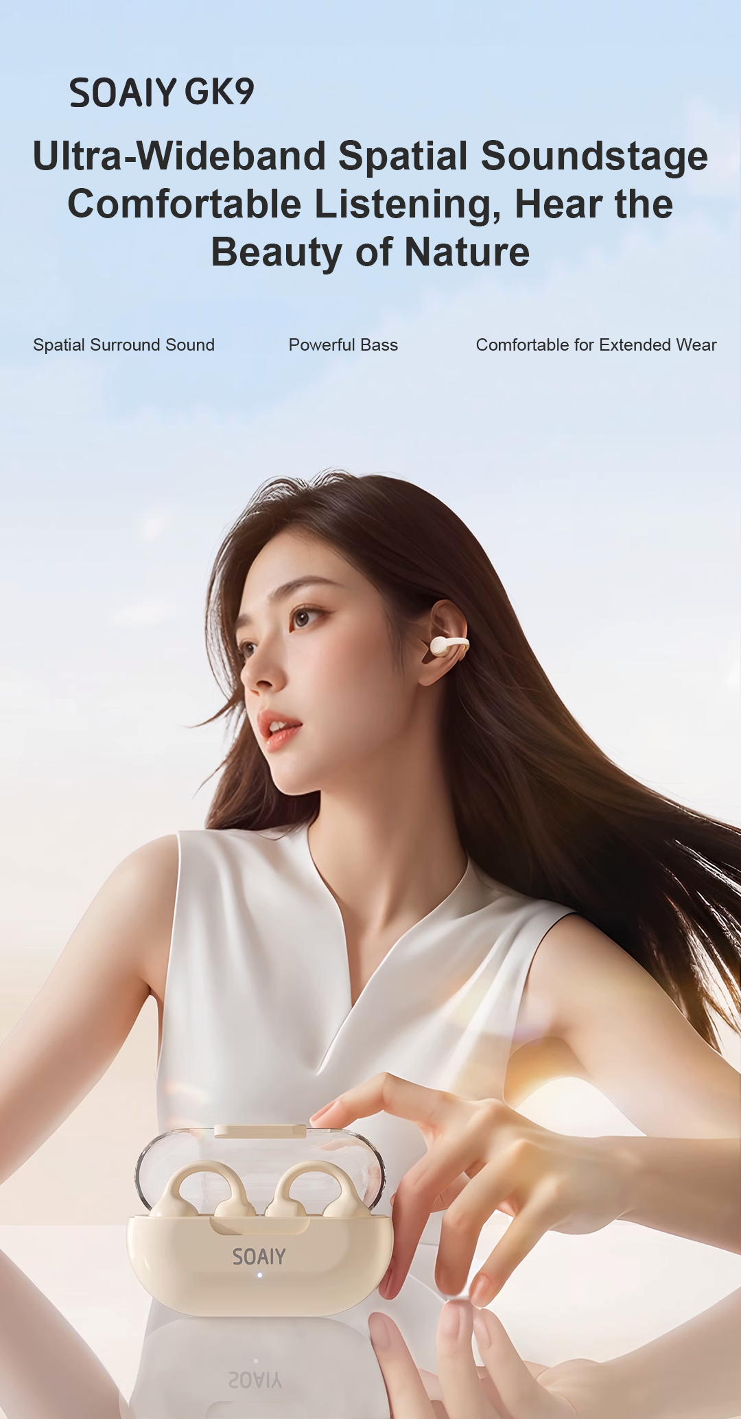 SOAIY GK9  Ear-Clip Style Open-Ear Bone Conduction Headphones